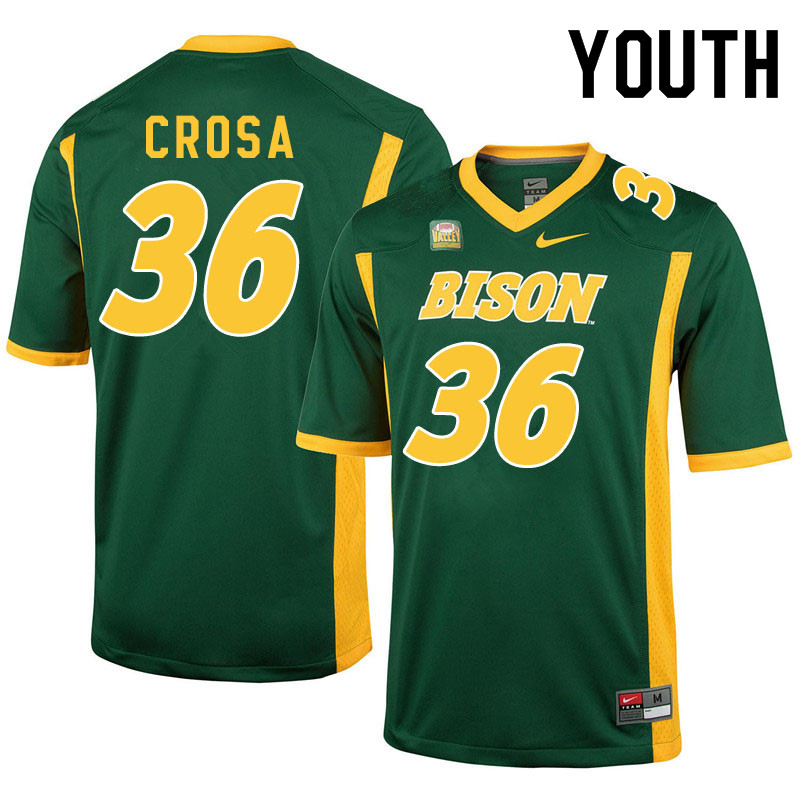 Youth #36 Griffin Crosa North Dakota State Bison College Football Jerseys Sale-Green - Click Image to Close